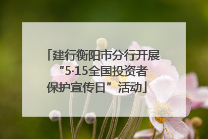 建行衡阳市分行开展“5·15全国投资者保护宣传日”活动